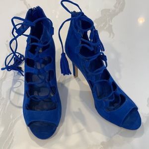 Nine West BRIAGO Corset Blue Heels Sz 7.5